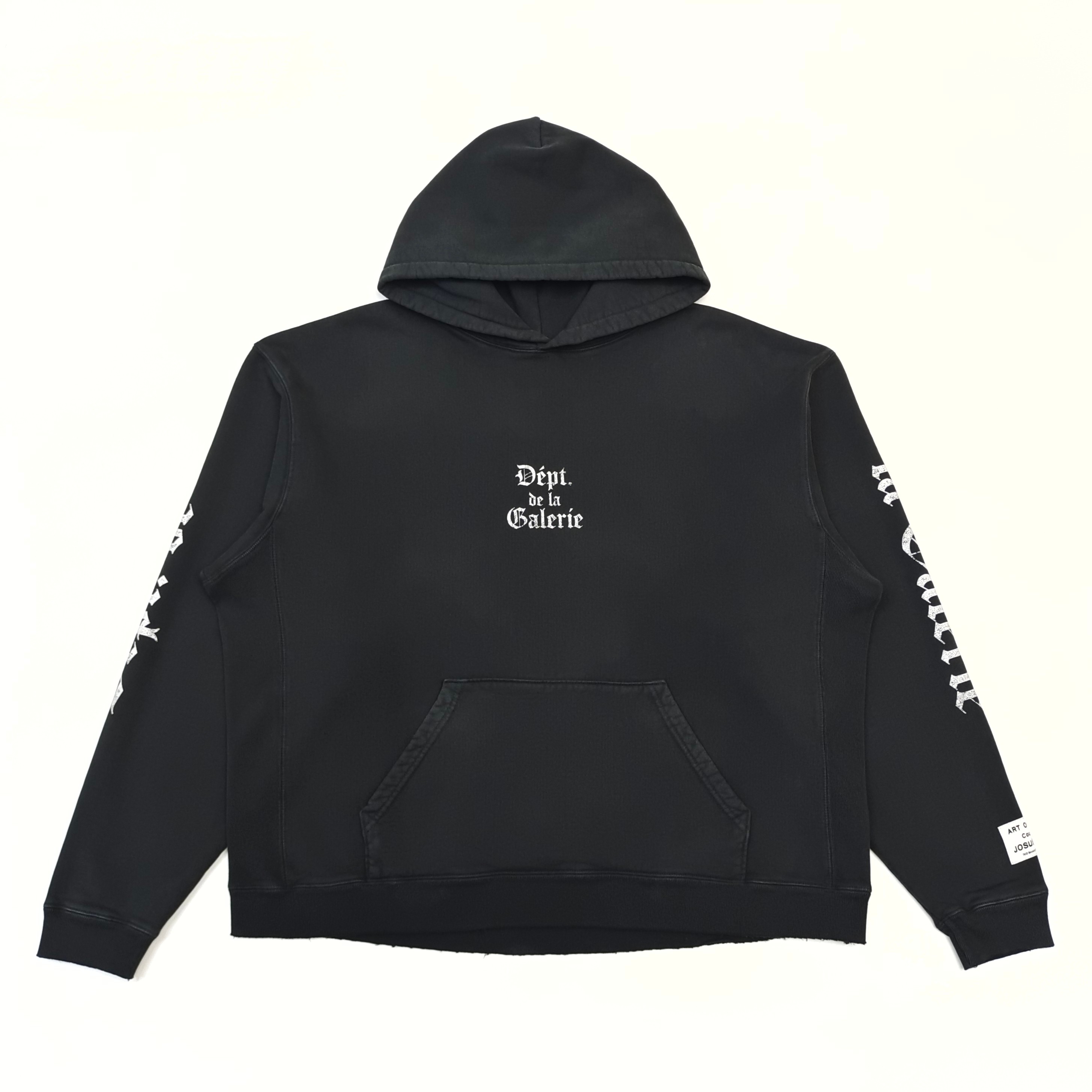 1:1 Gothic white letter washed black OS hoodie
