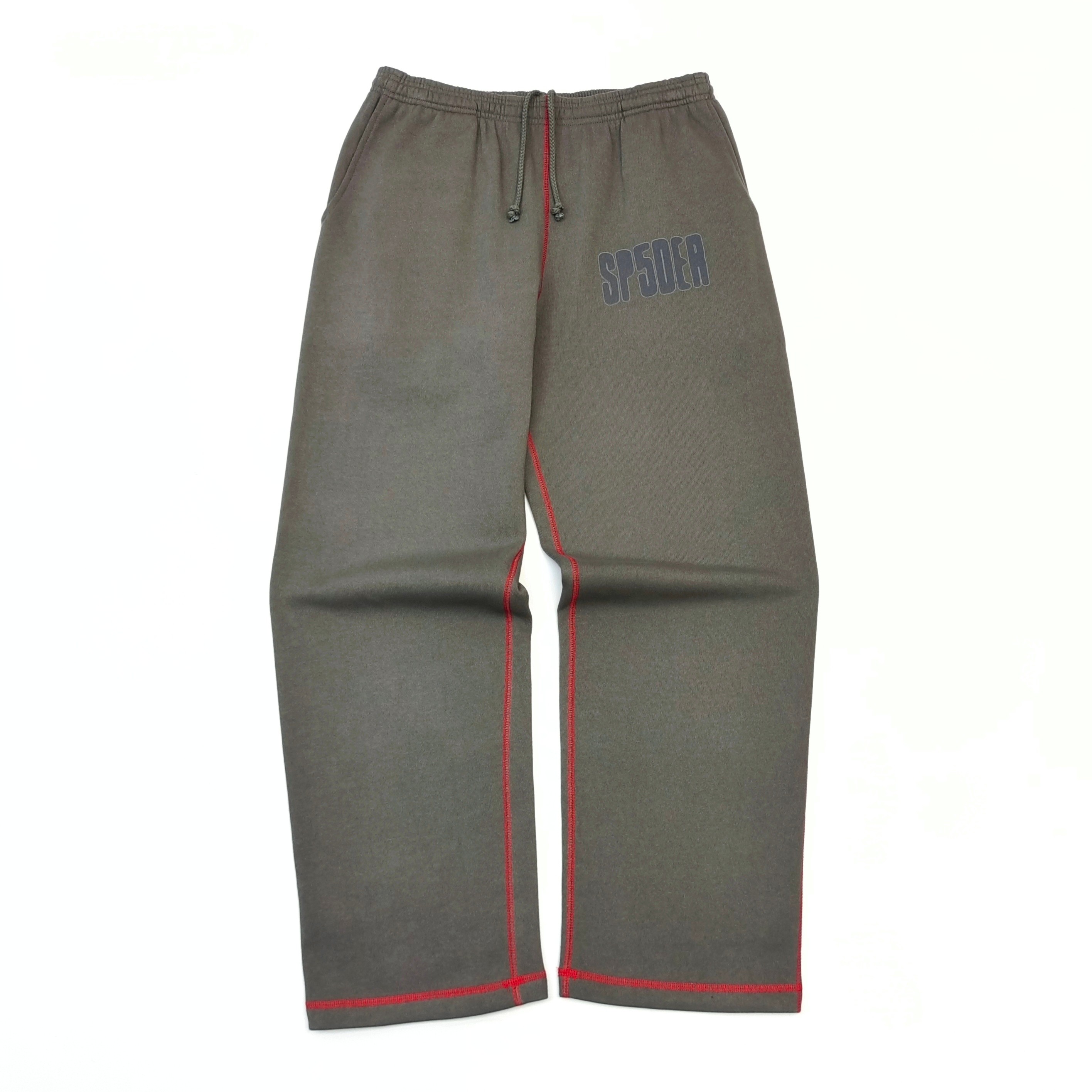 1:1 red and white striped gray straight pants