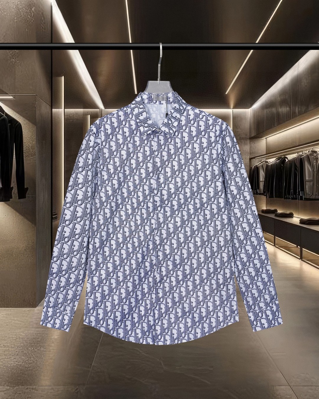 Full-print floral LGOO bullet-screen digital printing long-sleeved shirt