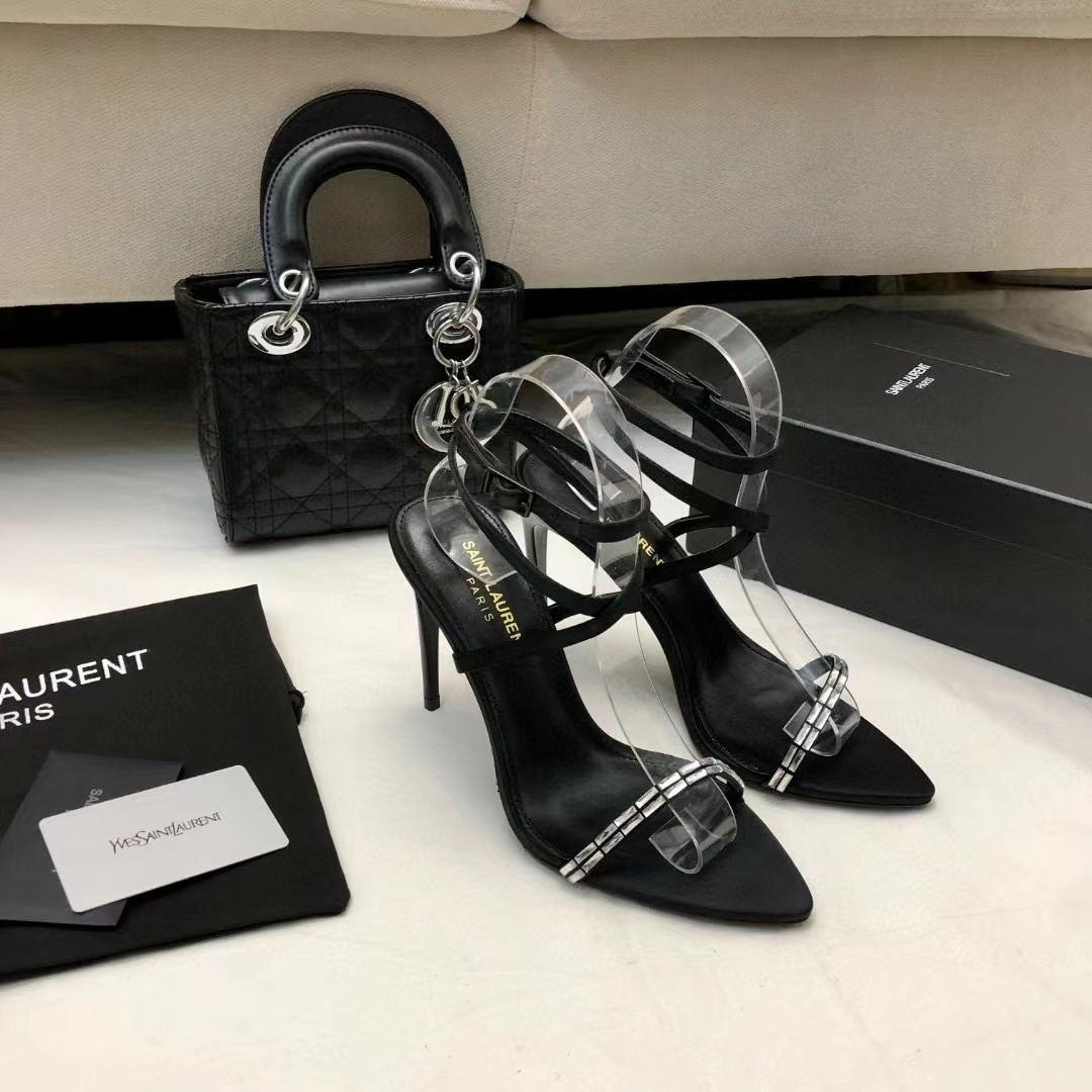 Saint Laurent YSL Gloria Silk Fabric Slide Sandal 10.5cm
