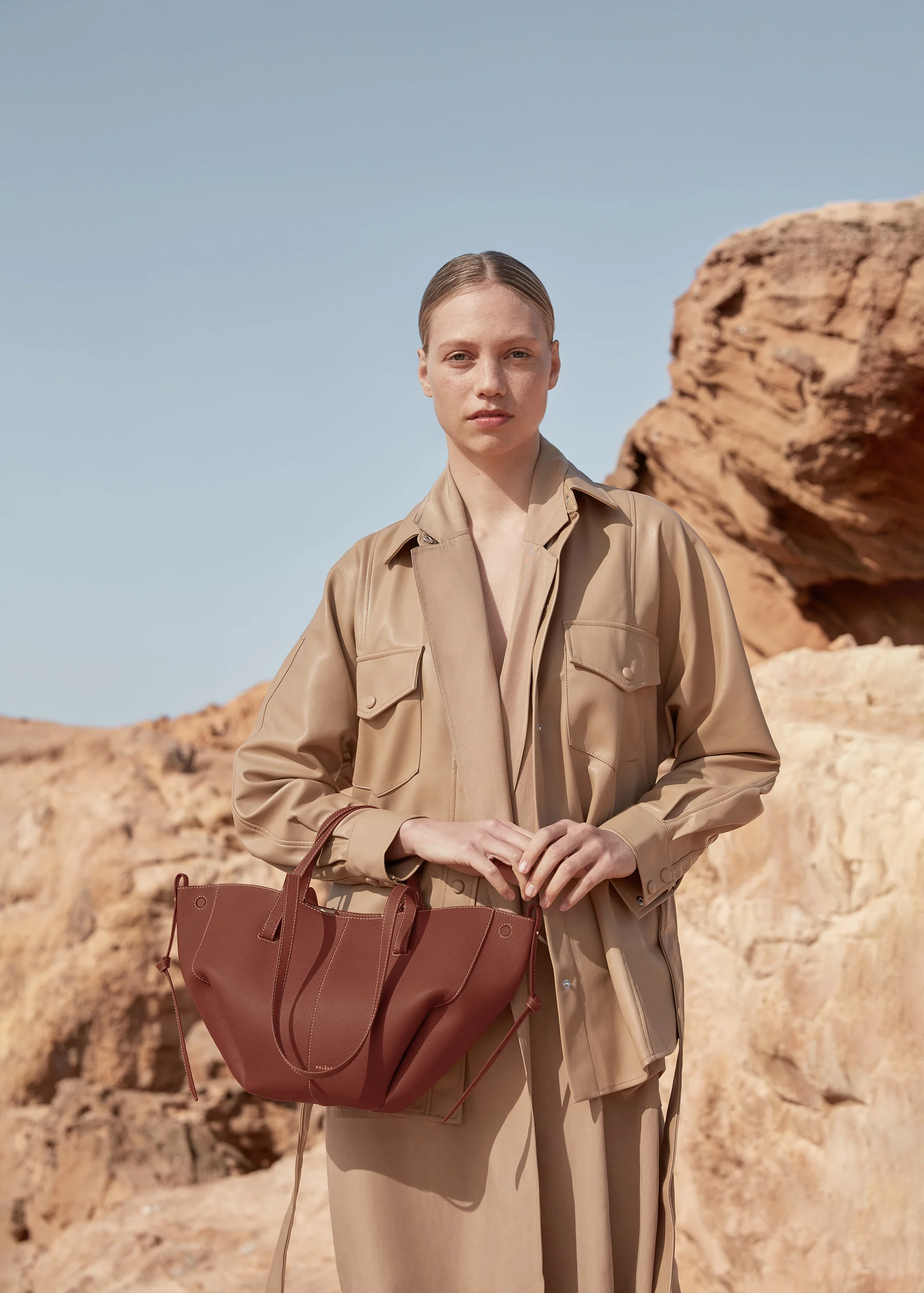 Polène Cyme Mini - Textured Cognac