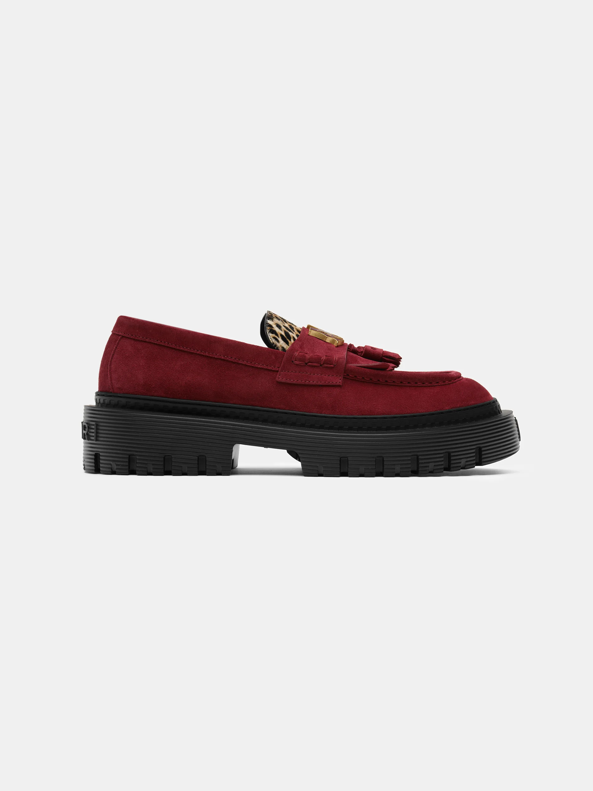 AMIRI MA TASSLE LEOPARD JUMBO LOAFER - Burgundy