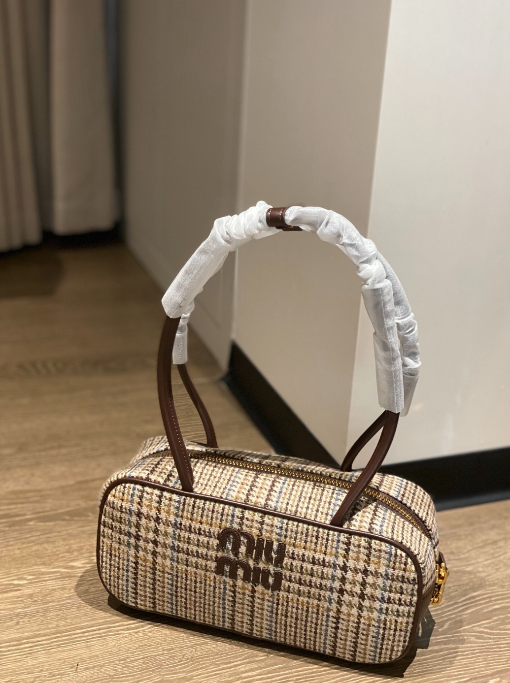 Miumiu bowling Autumn and winter houndstooth