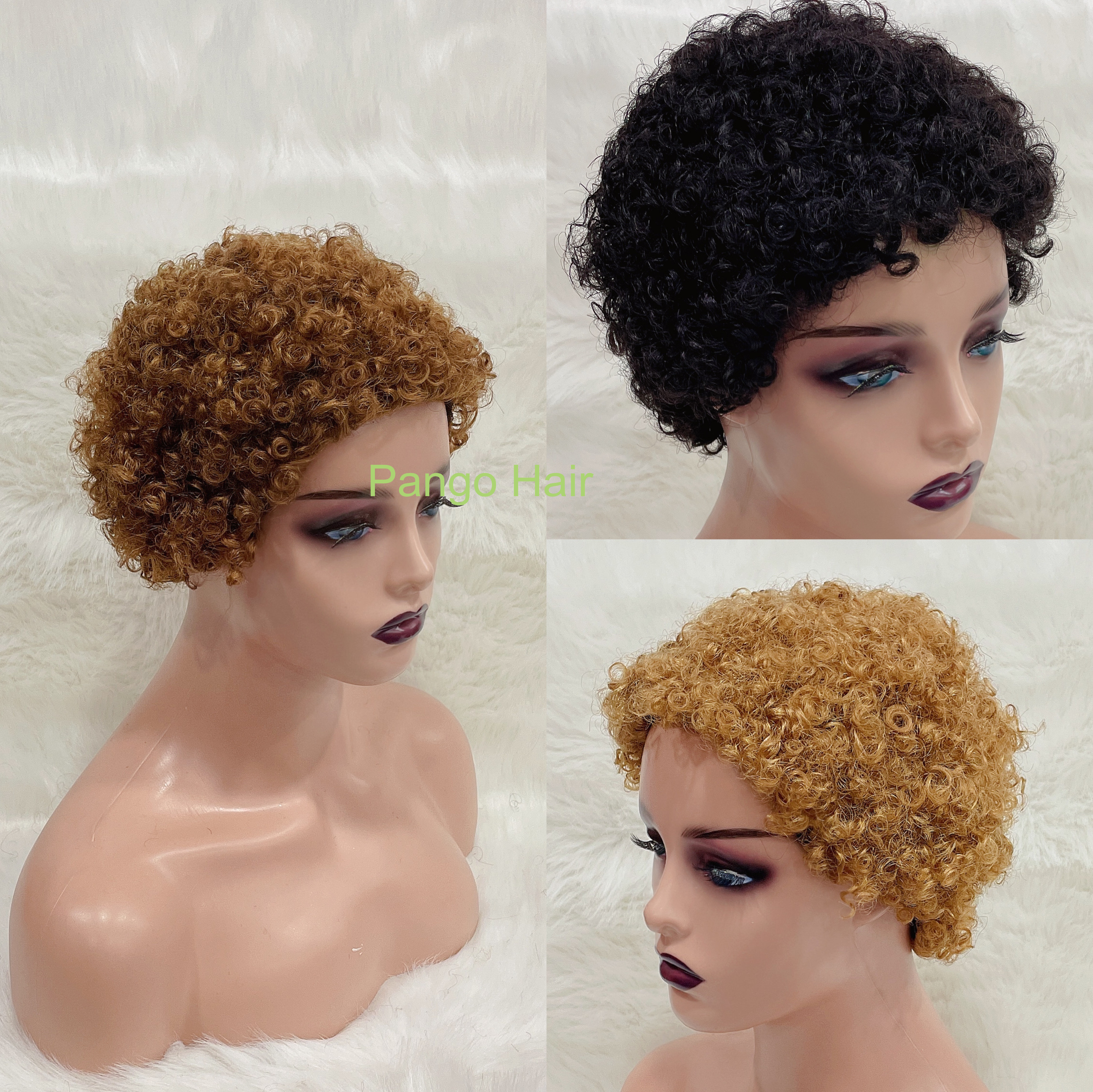 Pixie cut short curly Wig 4 100% Brazilian Hair