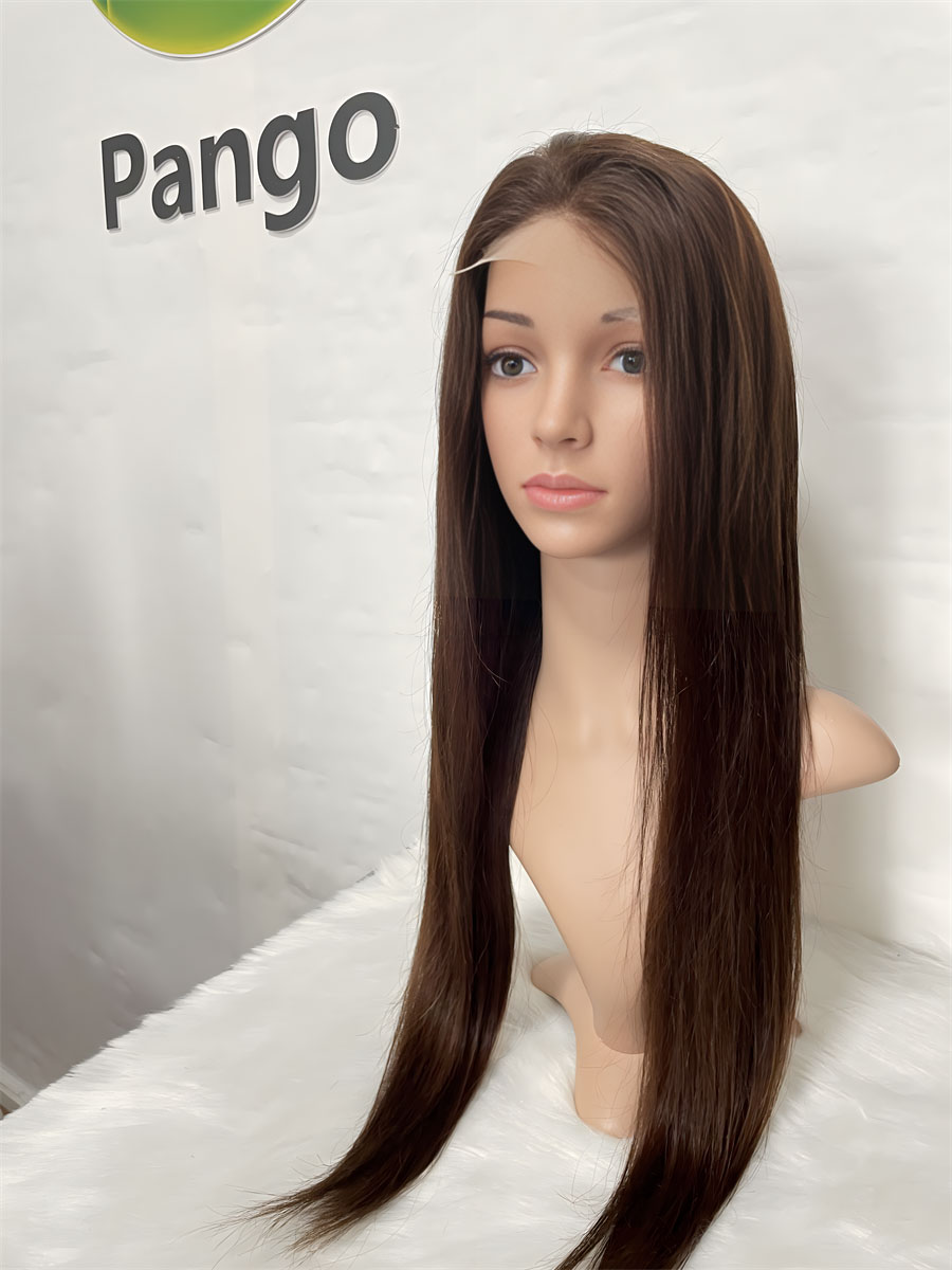 11A Raw Vietnam hair 4x4 brown color wig 164 24inch 280g