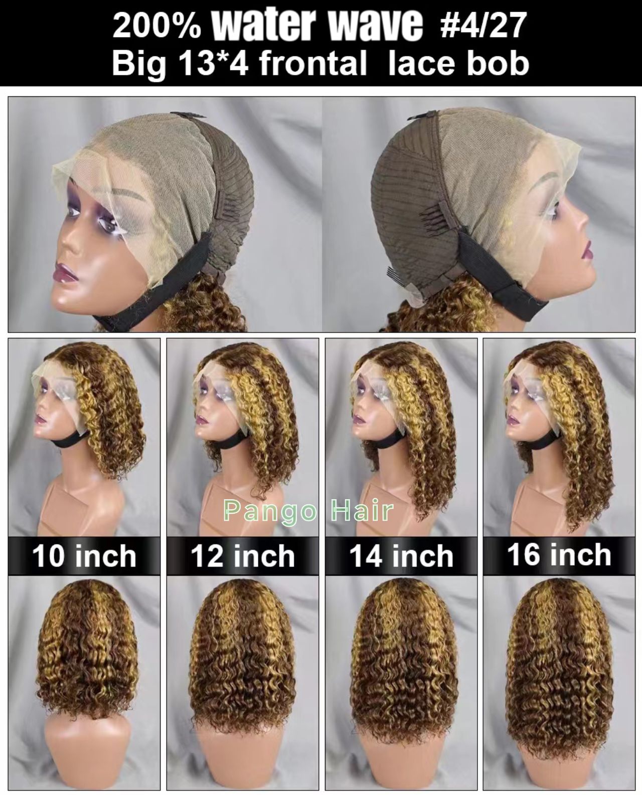 11A 13x4 Water Wave Bob wig 90 Virgin Brazilian Hair