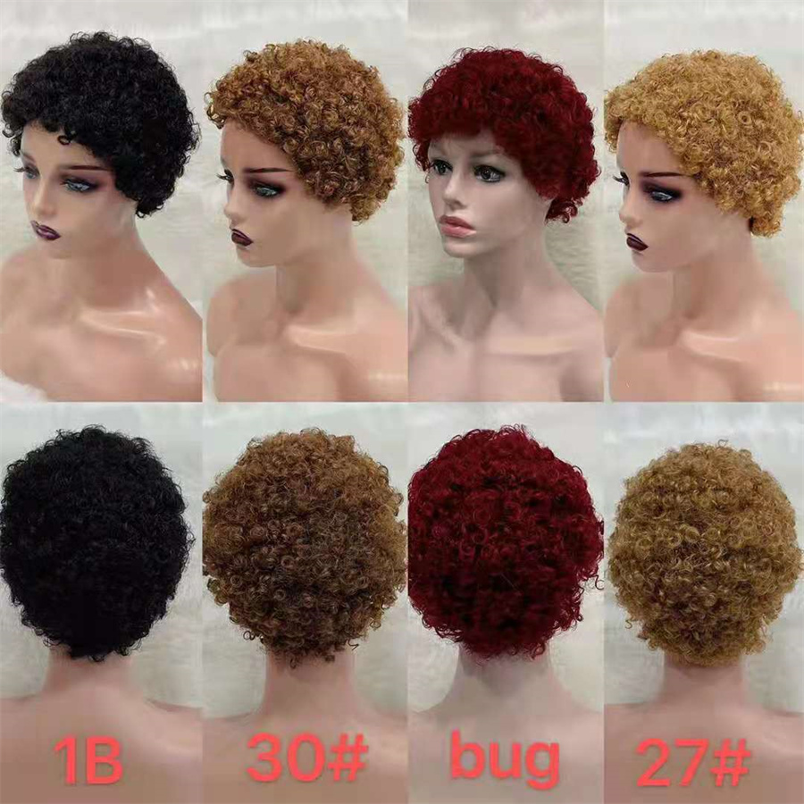 Pixie cut short curly Wig 4 100% Brazilian Hair