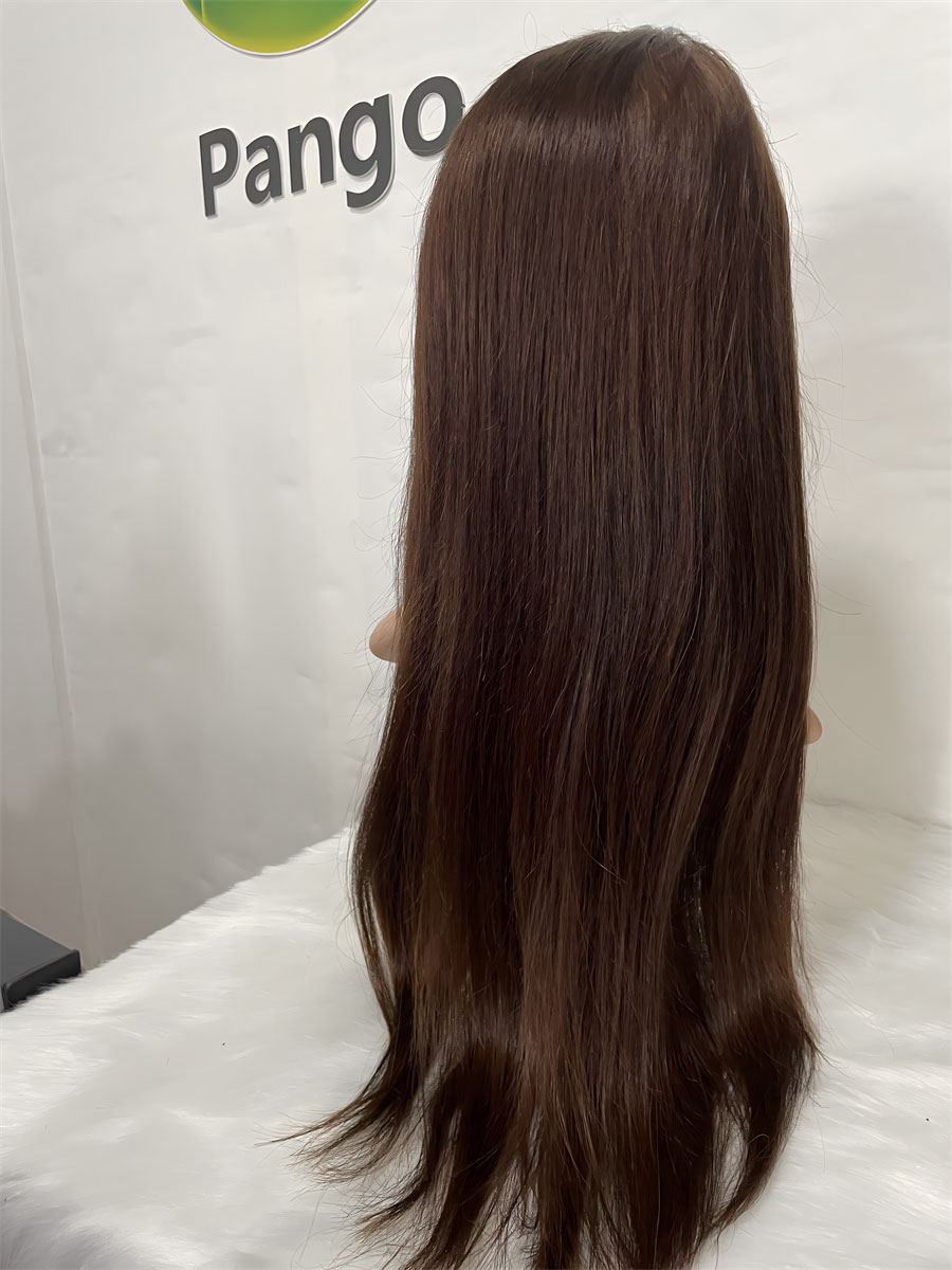 11A Raw Vietnam hair 4x4 brown color wig 164 24inch 280g