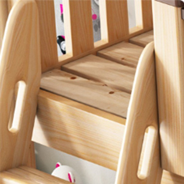 Double bunk bed, convertible into two independent solid rubber wood beds