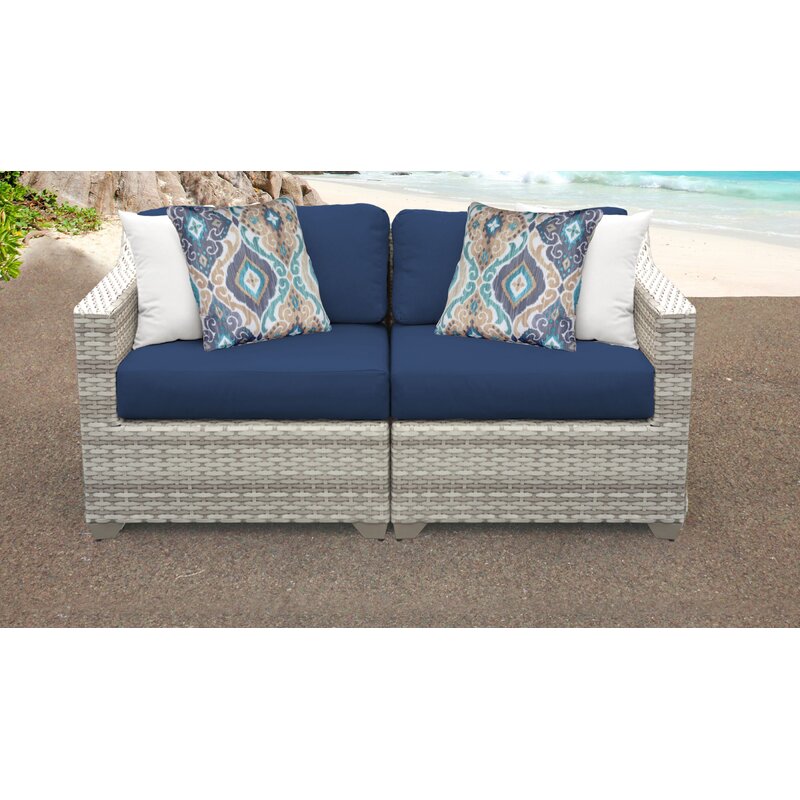 Falmouth 70'' Wide Outdoor Wicker Loveseat with Cushions