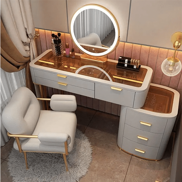 Glass dressing table light luxury luxury bedroom modern minimalist makeup table storage cabinet