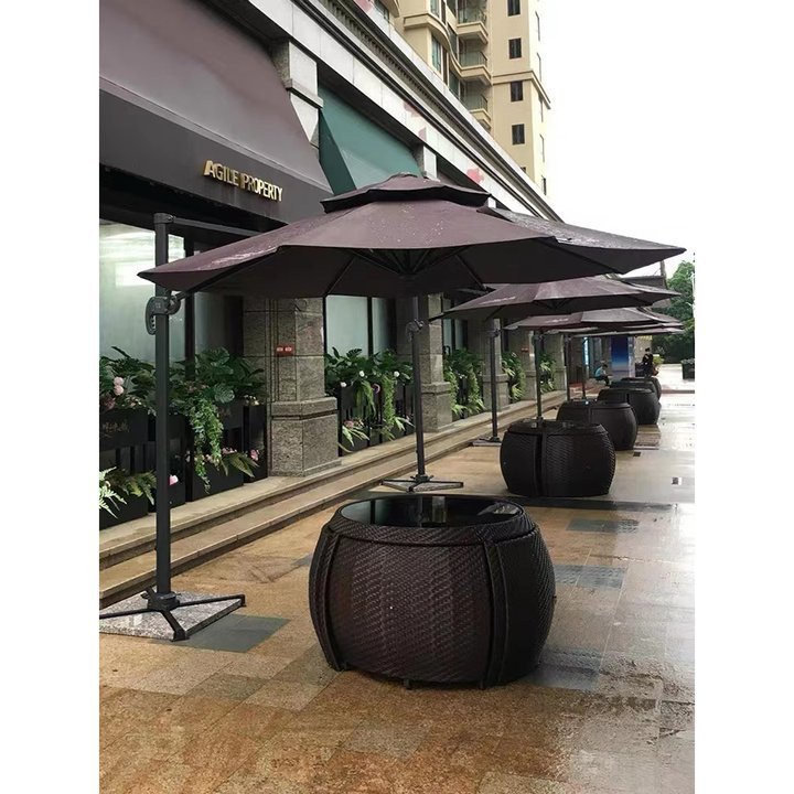 Outdoor sofa patio set, leisure rattan waterproof sun protection, comes with a sunshade umbrella