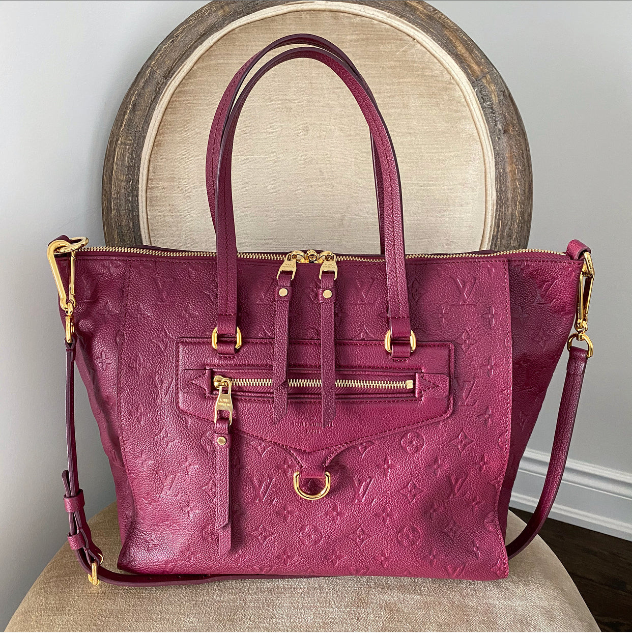 Louis Vuitton Lumineuse PM Monogram Empreinte Raspberry Two-Way Shoulder Bag