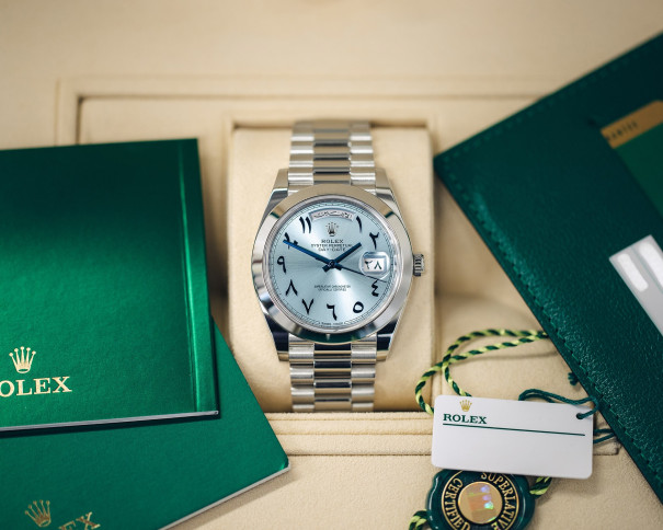 Rolex Day Date 228206 Ice Blue Arabic Platinum 40mm Platinum Men’s Watch