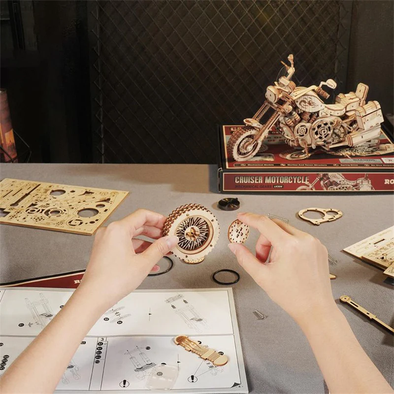 Robotime LK504 ROKR Cruiser Motorcycle 3D Wooden Puzzle - JOYTOY WORLD