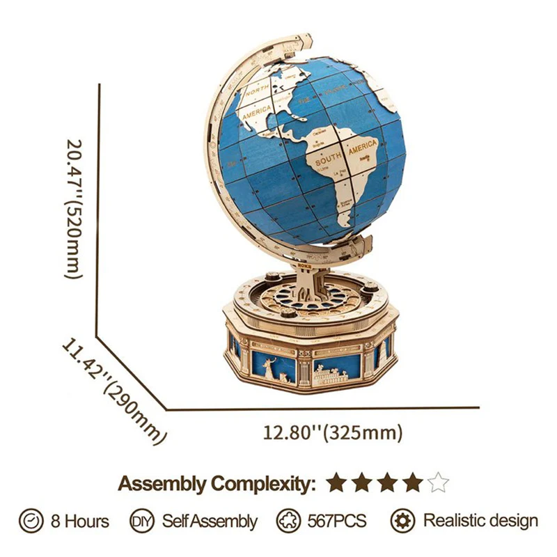 Robotime ST002 The Globe ROKR The Globe Model 3D Wooden Puzzle - JOYTOY WORLD