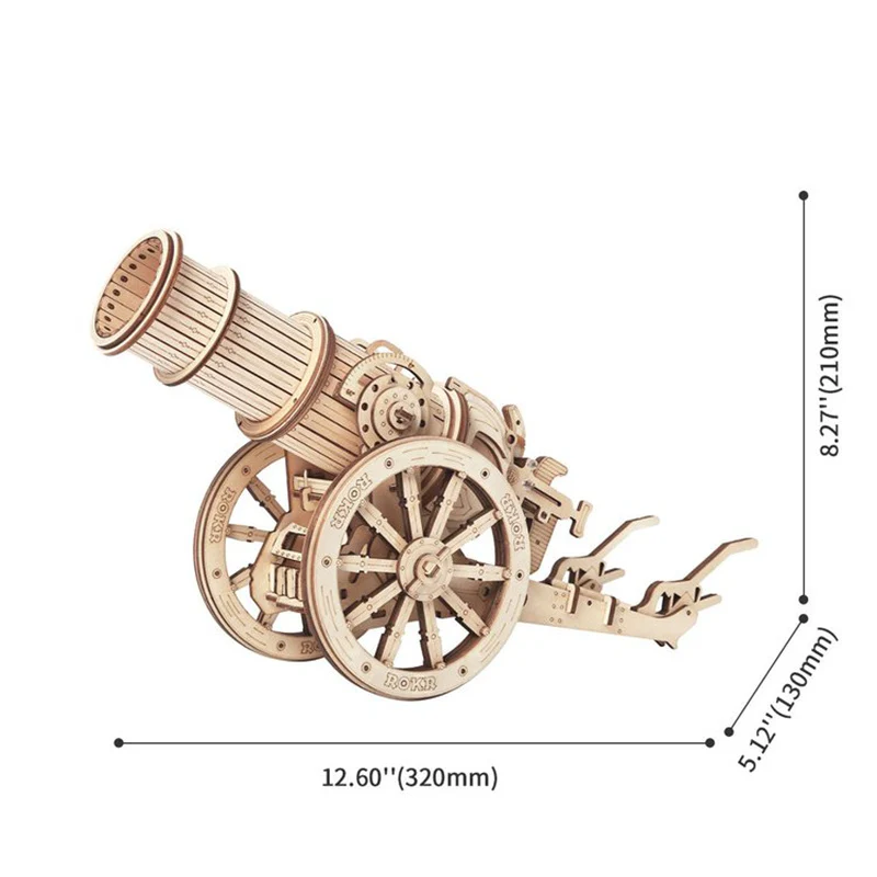 Robotime KW801 ROKR 3D Wooden Puzzle Wheeled Siege Artillery - JOYTOY WORLD