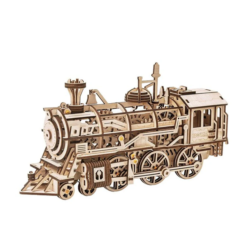 Robotime LK701 ROKR Locomotive Mechanical Gears 3D Wooden Puzzle - JOYTOY WORLD