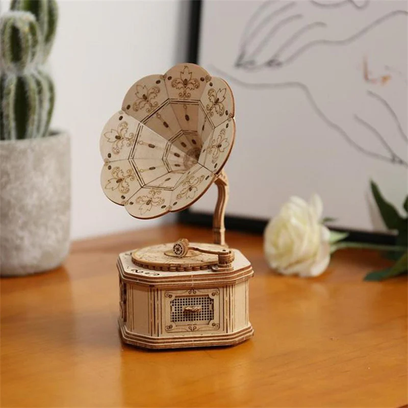 Robotime TG408 Rolife Gramophone Model 3D Wooden Puzzle - JOYTOY WORLD
