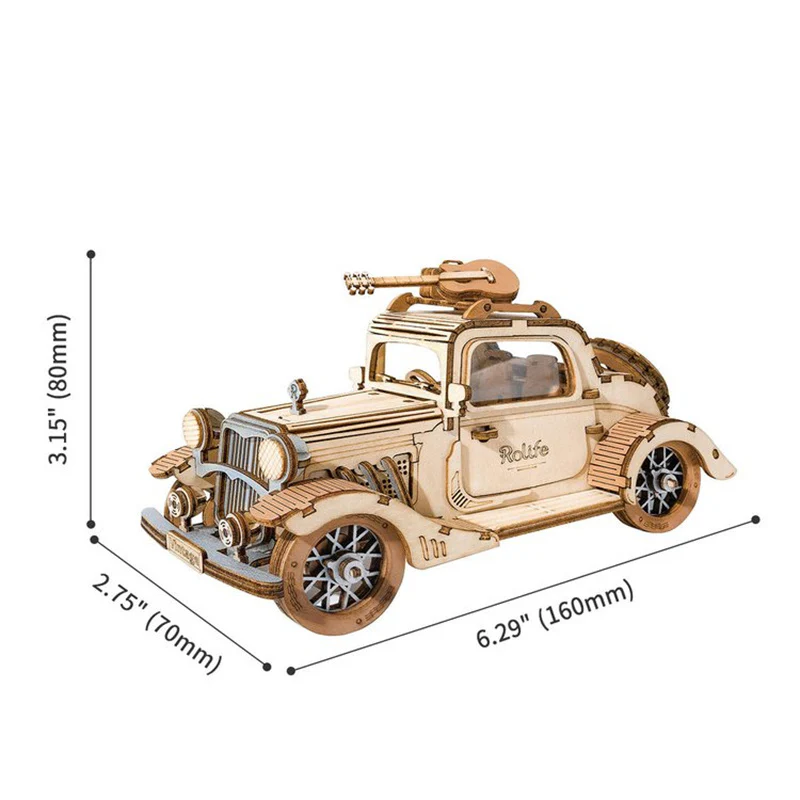 Robotime TG504 Rolife Vintage Car 3D Wooden Puzzle - JOYTOY WORLD