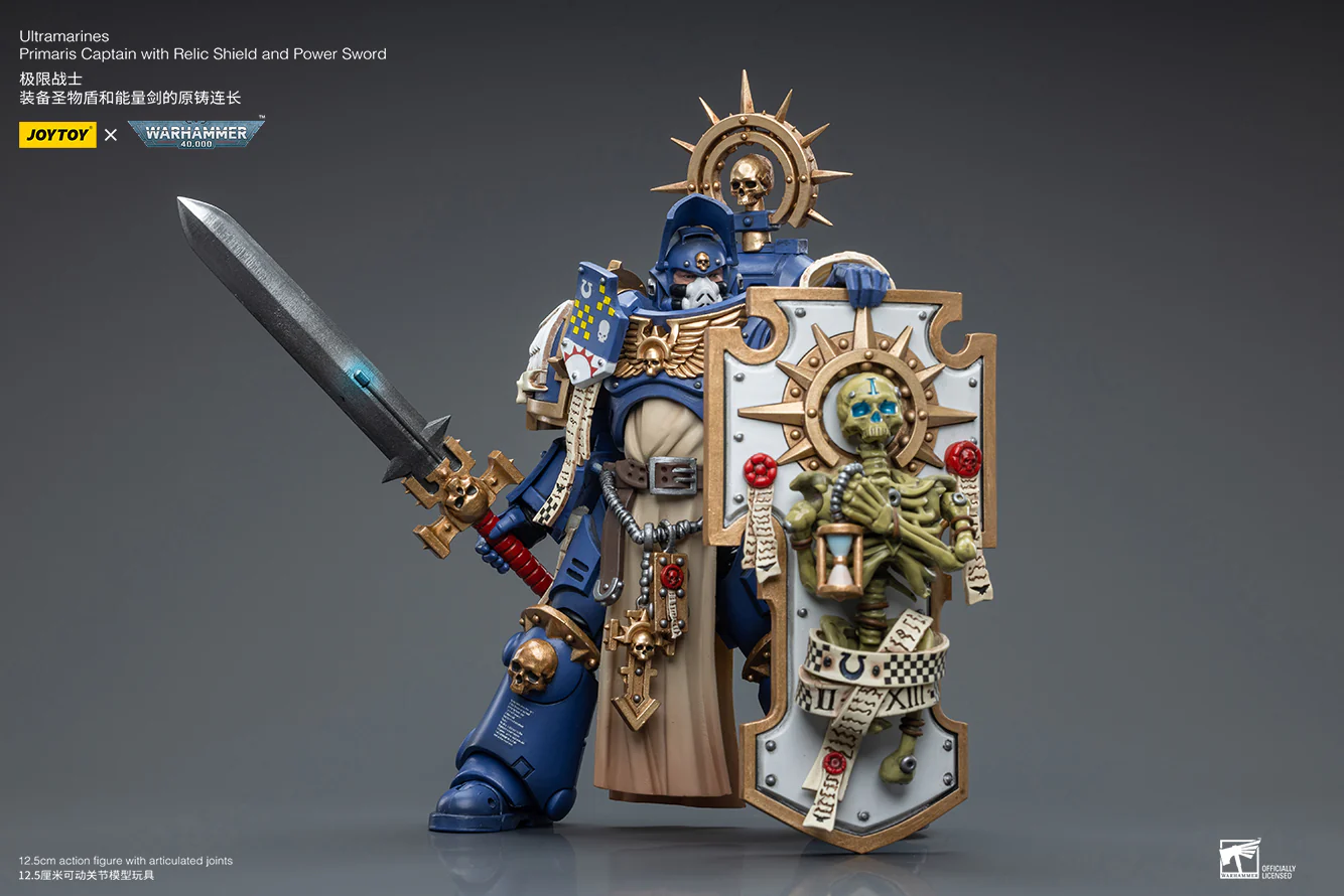 JOYTOY JT6465 Warhammer 40k 1: 18 Ultramarines Primaris Captain with Relic Shield and Power Sword - JOYTOY WORLD