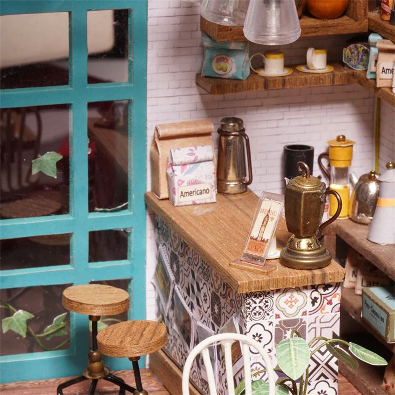 Robotime DG109 Rolife Simon's Coffee Shop DIY Miniature Dollhouse Kit - JOYTOY WORLD