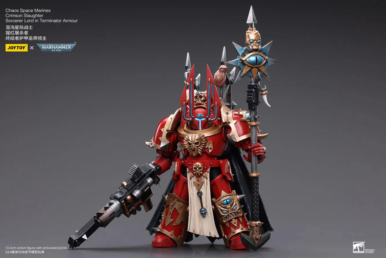 JOYTOY JT6816 Warhammer 40k 1: 18 ChaosSpace Marines Crimson Slaughter Sorcerer Lord in Terminator Armour - JOYTOY WORLD