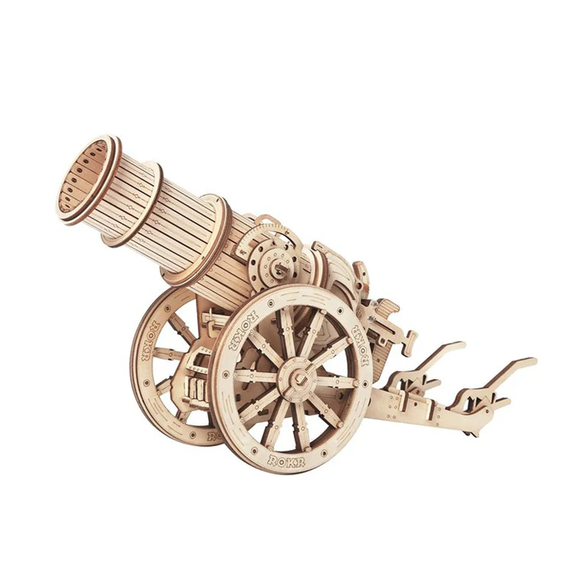 Robotime KW801 ROKR 3D Wooden Puzzle Wheeled Siege Artillery - JOYTOY WORLD