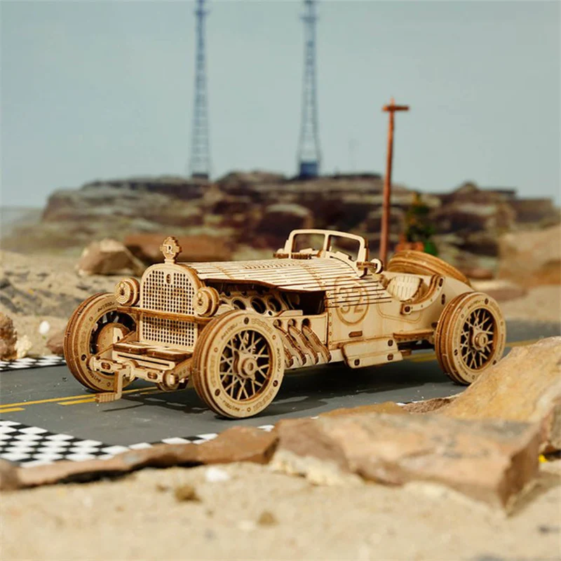 Robotime MC401 ROKR Grand Prix Car Scale Model 3D Wooden Puzzle - JOYTOY WORLD