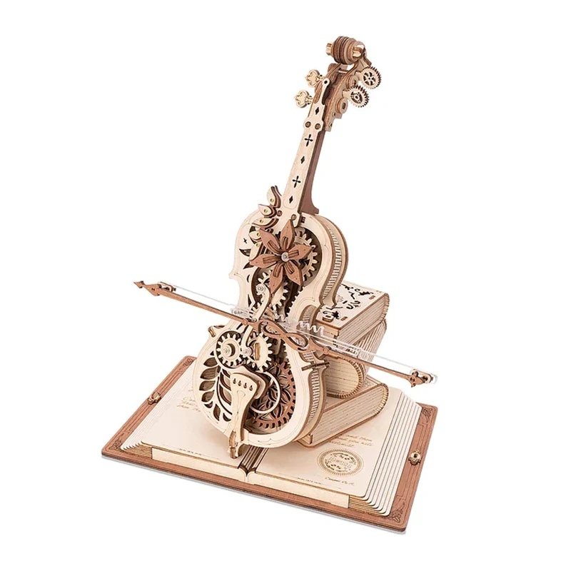 Robotime AMK63 ROKR Magic Cello Mechanical Music Box 3D Wooden Puzzle - JOYTOY WORLD
