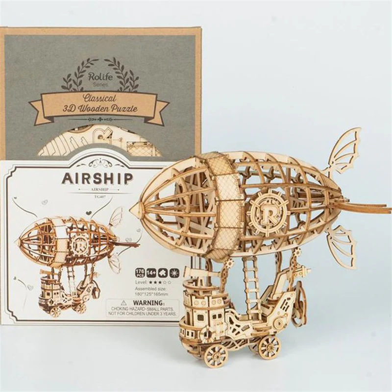 Robotime TG407 Rolife Airship Model 3D Wooden Puzzle - JOYTOY WORLD