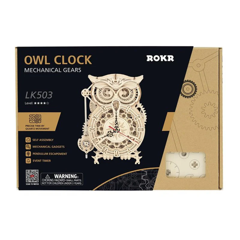 Robotime LK503 Owl Clock - JOYTOY WORLD