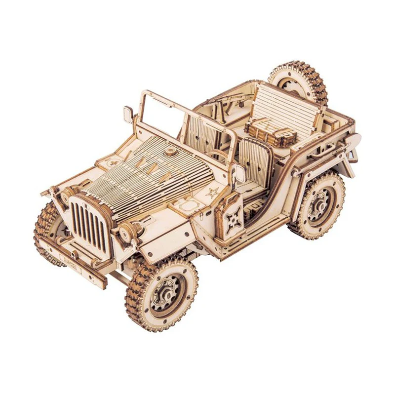 Robotime MC701 ROKR Army Jeep Scale Model 3D Wooden Puzzle - JOYTOY WORLD