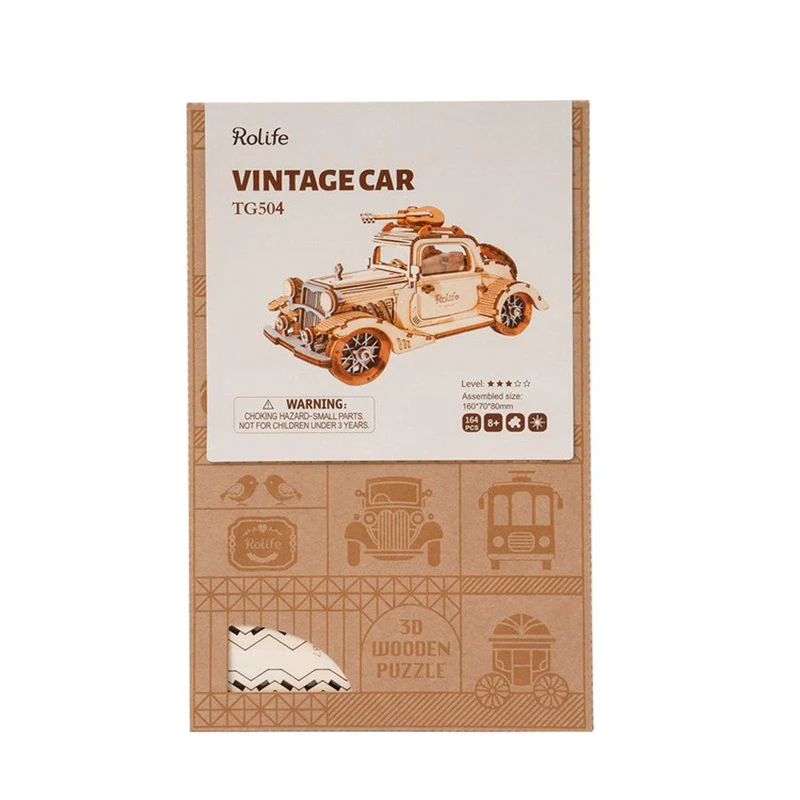 Robotime TG504 Rolife Vintage Car 3D Wooden Puzzle - JOYTOY WORLD