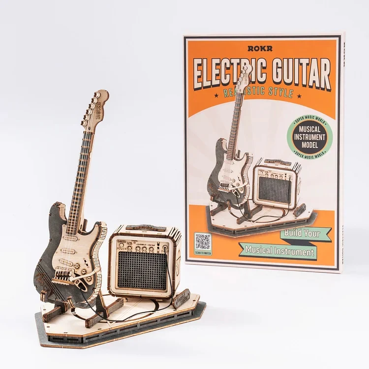 Robotime TG605K ROKR Electric Guitar Model 3D Wooden Puzzle - JOYTOY WORLD