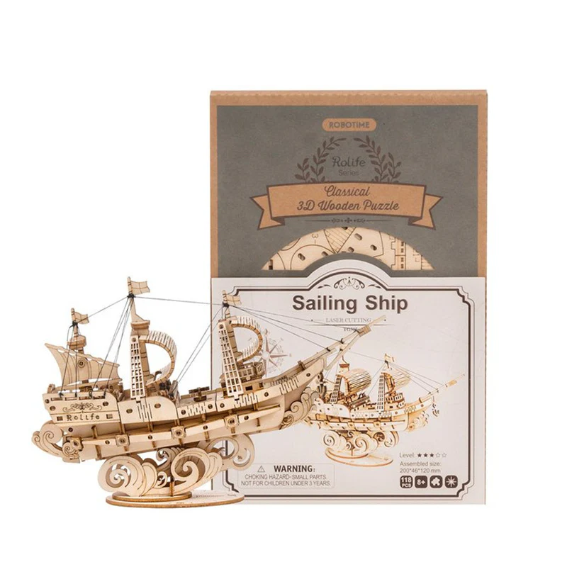 Robotime TG305 Rolife Sailling Ship Model 3D Wooden Puzzle - JOYTOY WORLD