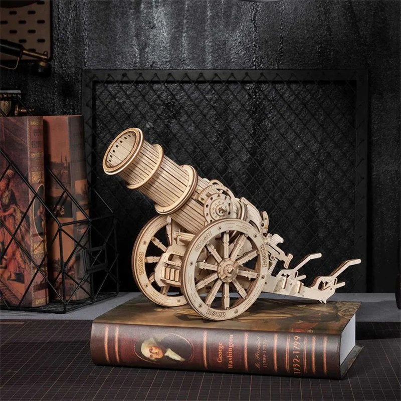 Robotime KW801 ROKR 3D Wooden Puzzle Wheeled Siege Artillery - JOYTOY WORLD