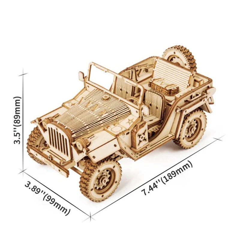 Robotime MC701 ROKR Army Jeep Scale Model 3D Wooden Puzzle - JOYTOY WORLD