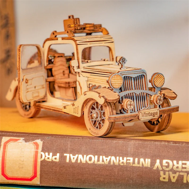 Robotime TG504 Rolife Vintage Car 3D Wooden Puzzle - JOYTOY WORLD