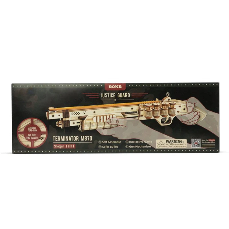 Robotime LQ501 ROKR Terminator M870 Gun Toy 3D Wooden Puzzle - JOYTOY WORLD
