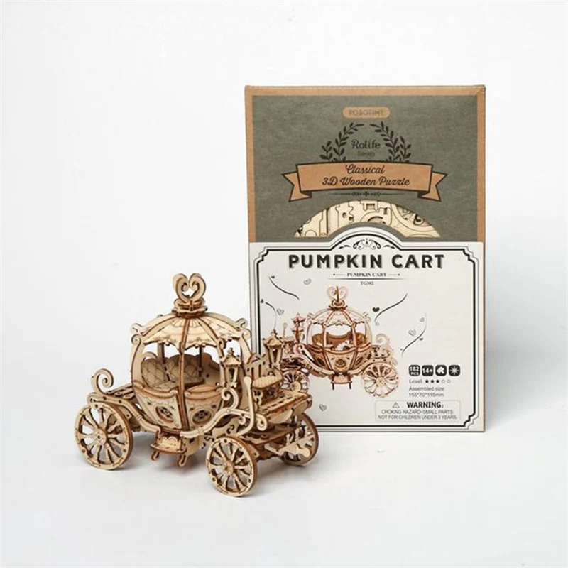 Robotime TG302 Rolife Pumpkin Carriage 3D Wooden Puzzle - JOYTOY WORLD