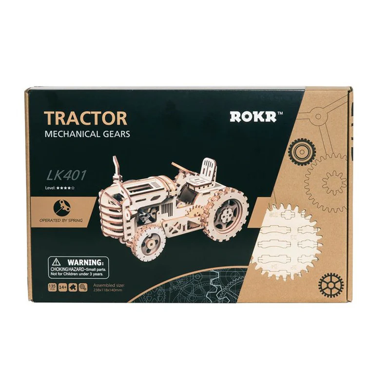 Robotime LK401 ROKR Tractor Mechanical Gears 3D Wooden Puzzle - JOYTOY WORLD