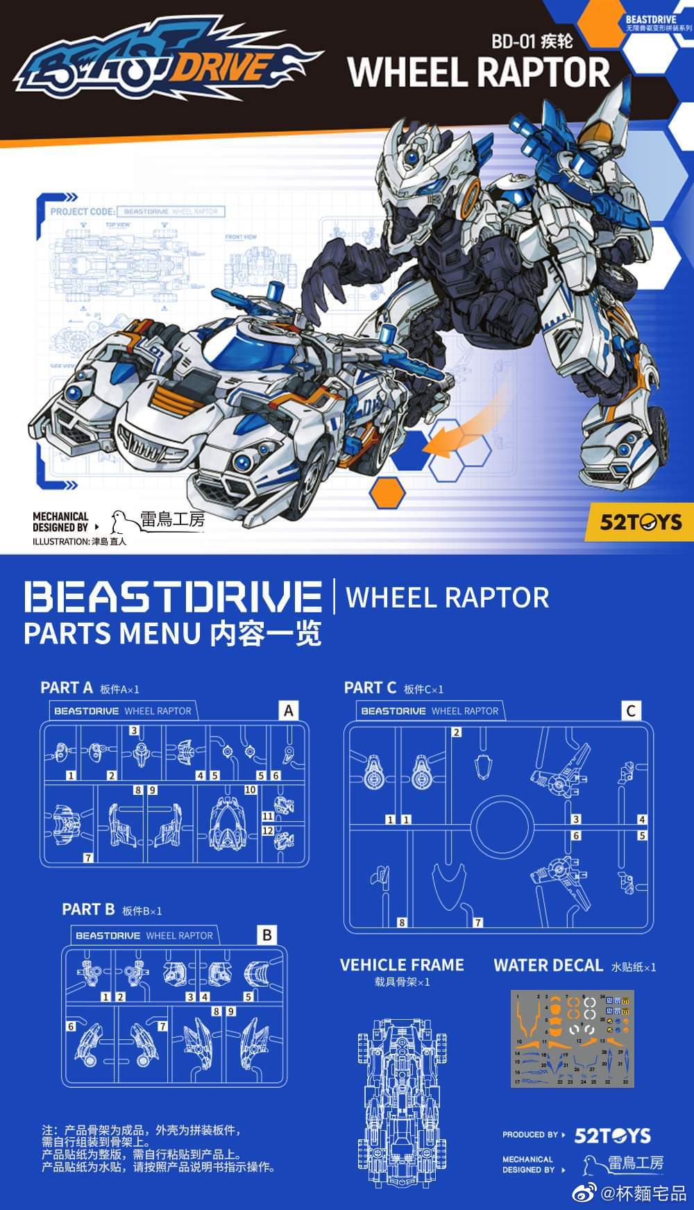 52TOYS BEASTDRIVE BD-01 WHEEL RAPTOR - JOYTOY WORLD