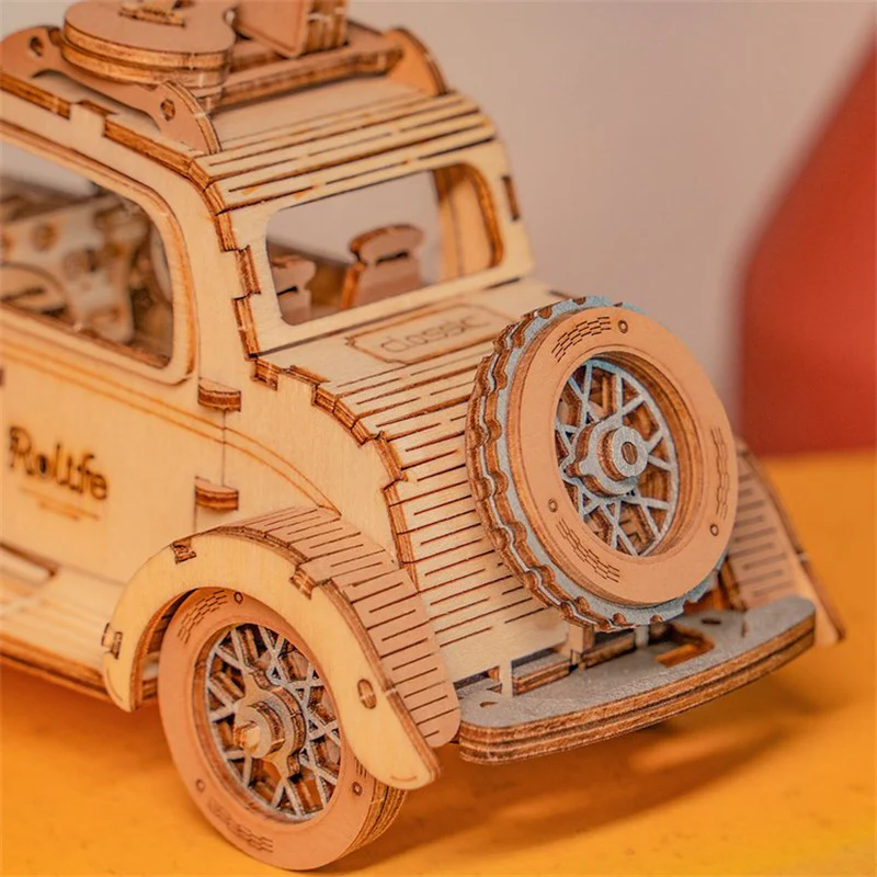 Robotime TG504 Rolife Vintage Car 3D Wooden Puzzle - JOYTOY WORLD