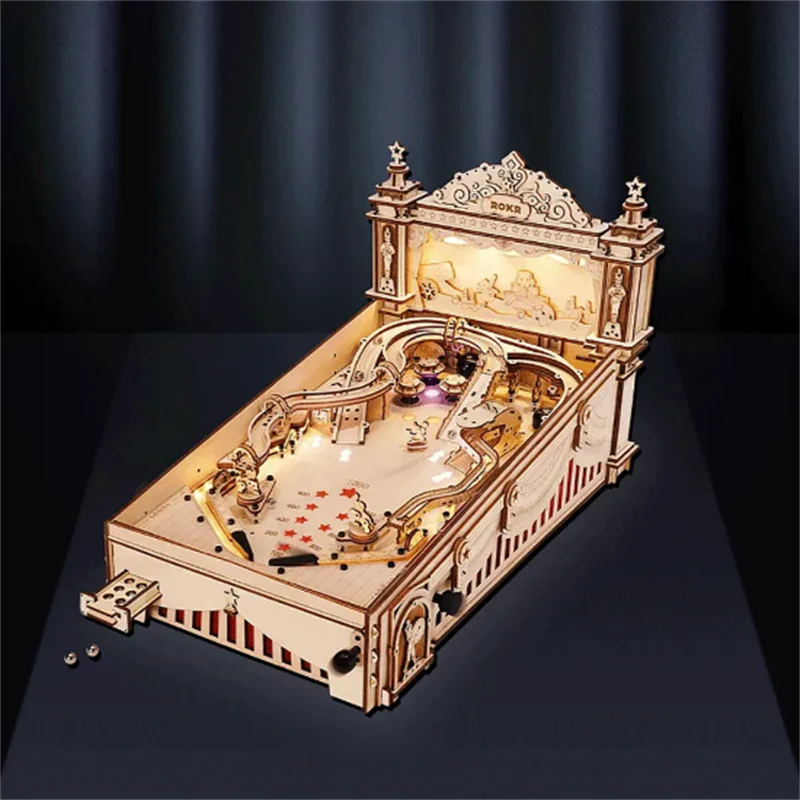Robotime EG01 3D Pinball Machine 3D Wooden Puzzle for Kid Adult Family Party Vintage Style Pinball Game - JOYTOY WORLD