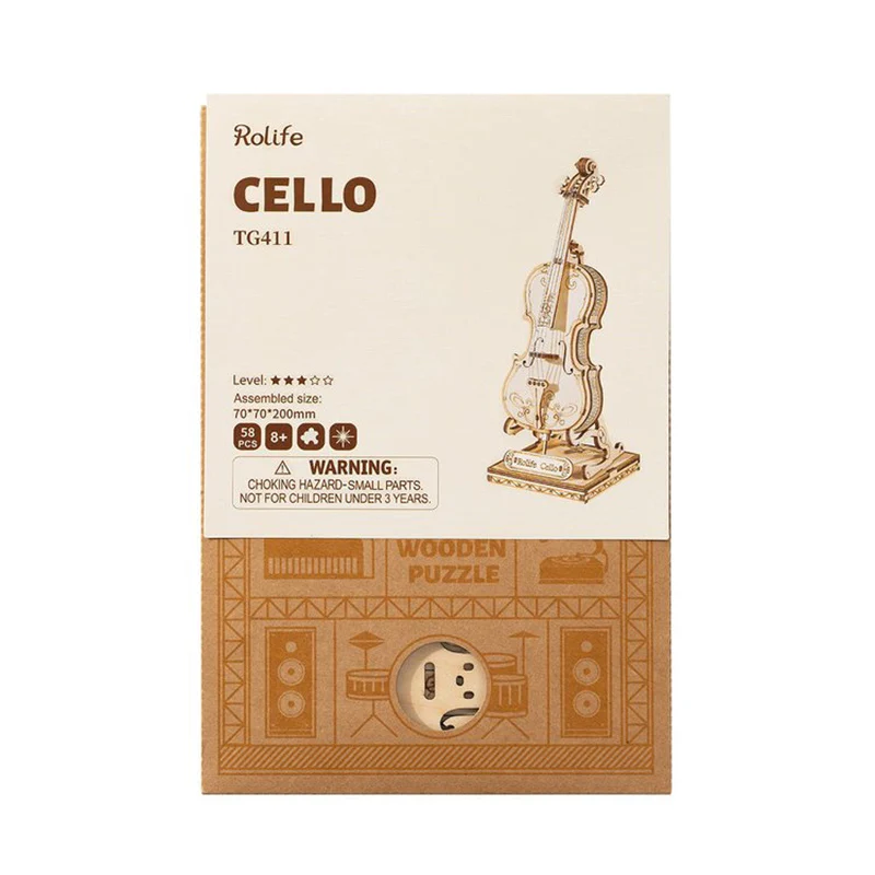 Robotime TG411 Rolife Cello 3D Wooden Puzzle - JOYTOY WORLD