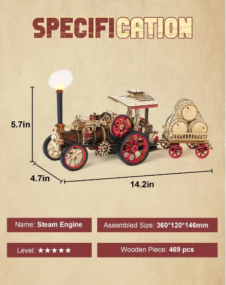 Robotime LKA01 Steam Engine - JOYTOY WORLD