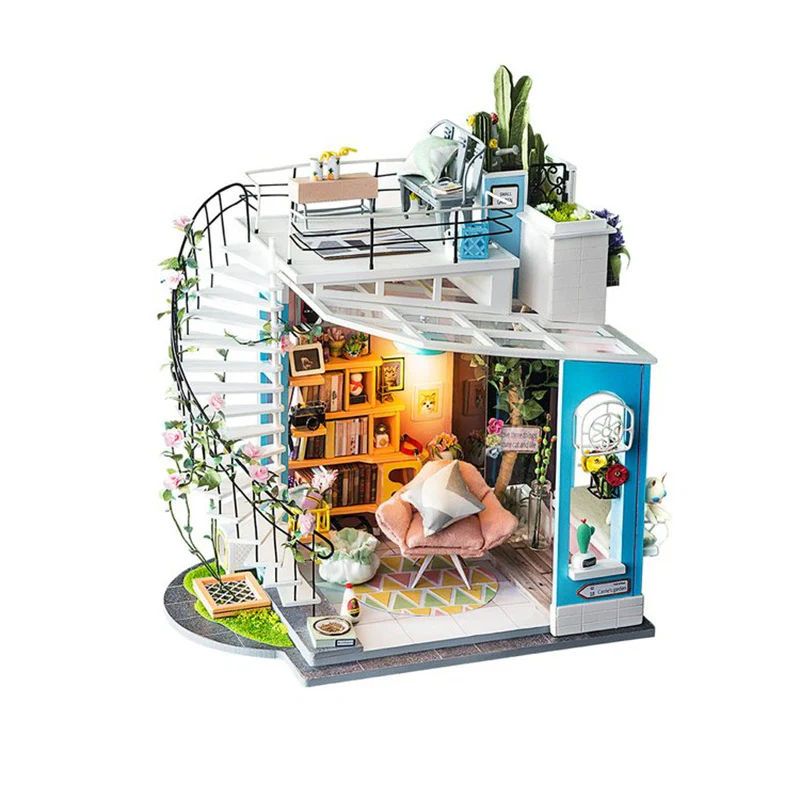 Robotime DG12 Rolife Dora's Loft DIY Miniature Dollhouse Kit - JOYTOY WORLD
