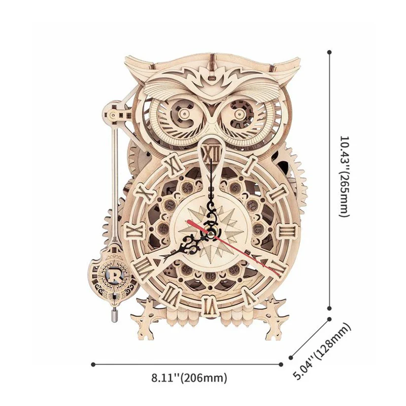 Robotime LK503 Owl Clock - JOYTOY WORLD
