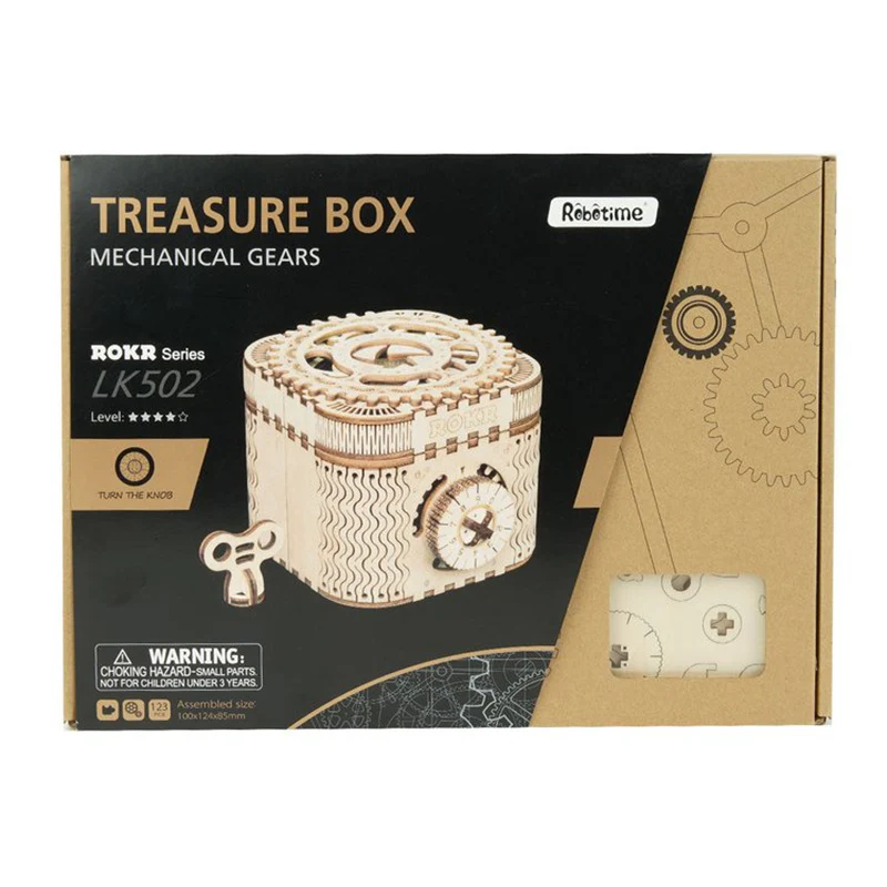 Robotime LK502 ROKR Treasure Box Mechanical Gears 3D Wooden Puzzle - JOYTOY WORLD